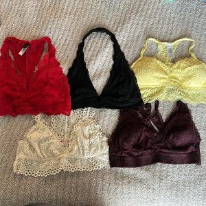Bralettes (5) COLORS:Cream Maroon Yellow Black Red (Maurice’s, Altar’d State)